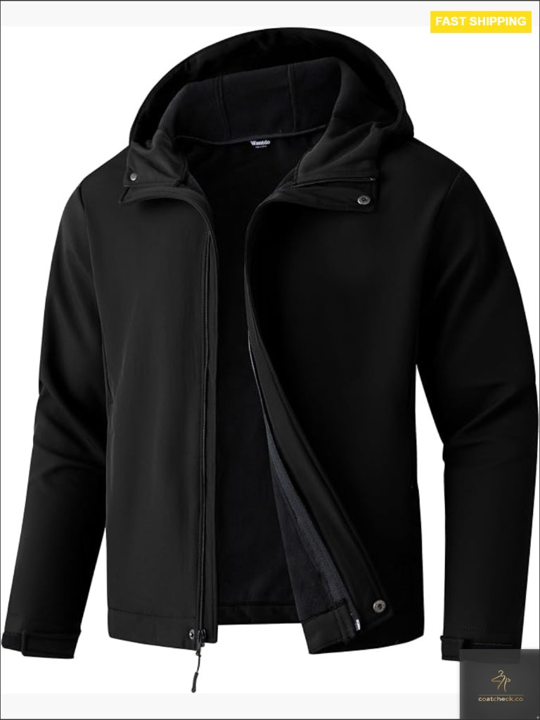 Men's Big And Tall Softshell Jacket Fleece Lined Waterproof Windbreaker With